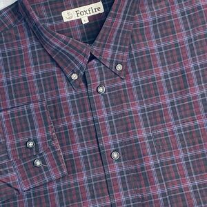 Foxfire Men's Long‎ Sleeve Plaid Button Up Large Shirt Stretch